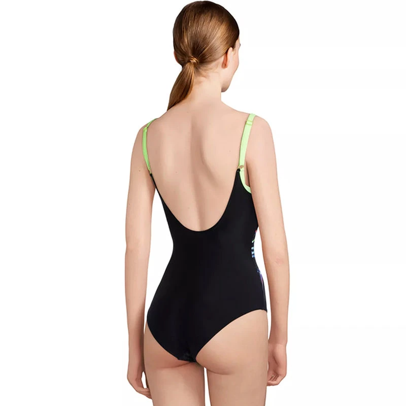 Arena - Hoya U-Back Ladies Bodylift Swimsuit - Black/Shiny Green - Image 3