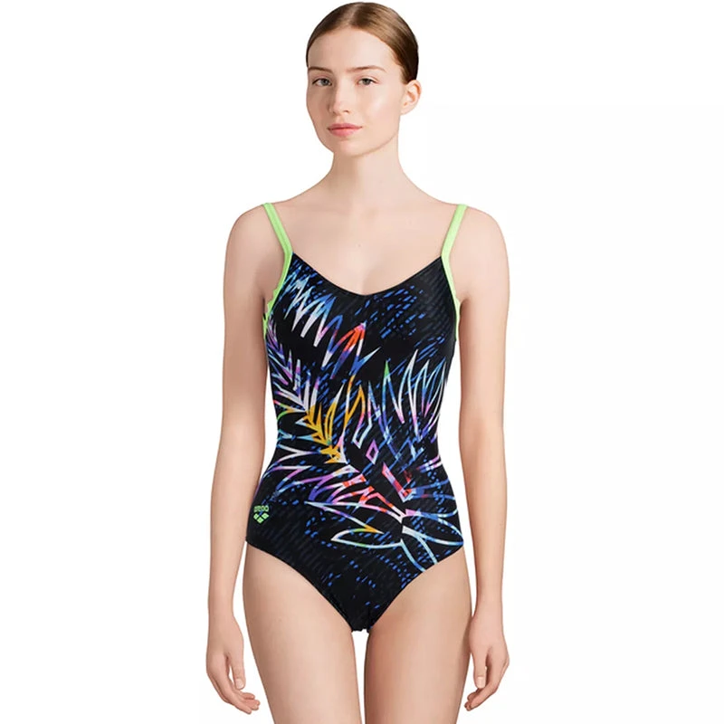 Arena - Hoya U-Back Ladies Bodylift Swimsuit - Black/Shiny Green - Image 4