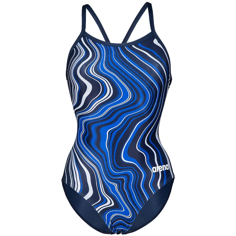 Arena - Marbled Lightdrop Back Ladies Swimsuit - Navy/Multi - Image 8