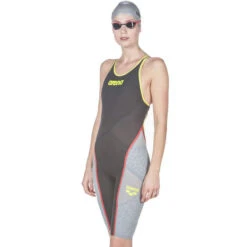 Arena - Powerskin Carbon-Ultra Short Leg Open Back - D.Grey/Yellow