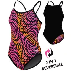 Dolfin - Winners Tetris Reversible Cross Back Pink Swimsuit