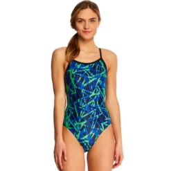 Dolfin - Shatter V-2 Back One Piece Swimsuit - Blue/Green