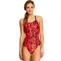 Dolfin - Shatter V-2 Back One Piece Swimsuit - Red