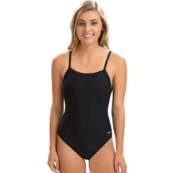 Dolfin - XtraSleek Team Solid Black V-2 Back One Piece Swimsuit