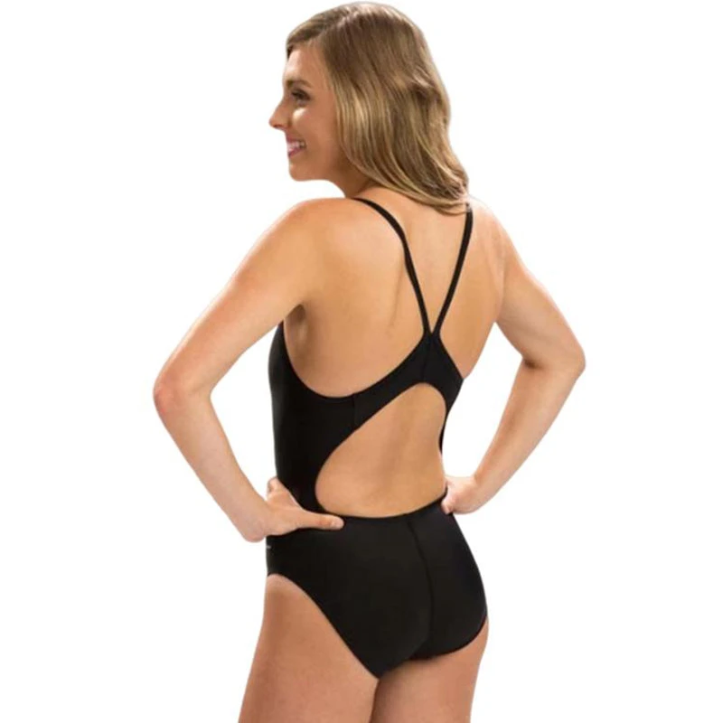 Dolfin - XtraSleek Team Solid Black V-2 Back One Piece Swimsuit - Image 2