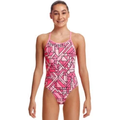 Funkita - Pink Pieces - Girls Diamond Back One Piece