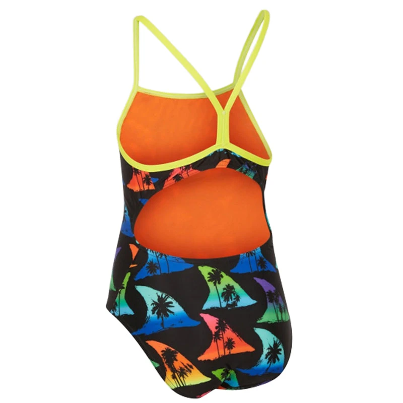 Maru - Shark Bait Pacer Fly Back Girls Swimsuit - Black/Multi - Image 4