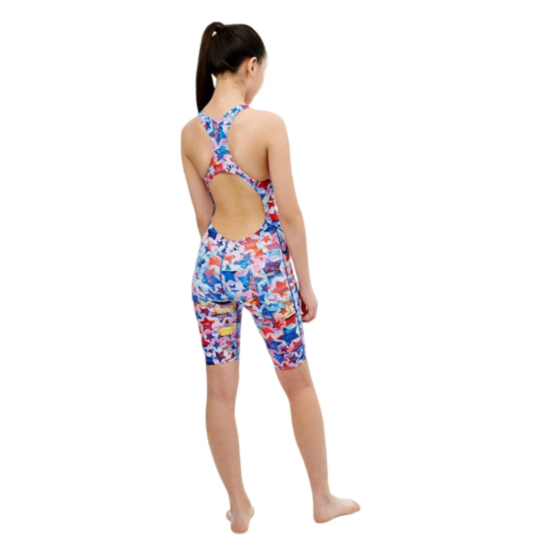 Maru Girls Swimwear - Lucky Star Pacer Legsuit - Blue/Red - Image 2