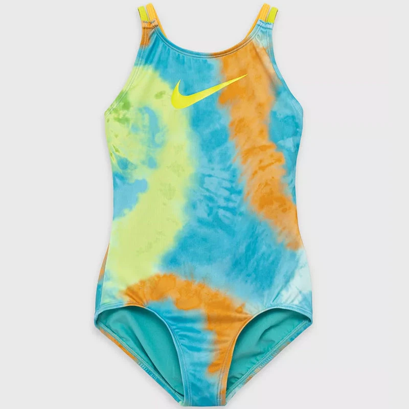 Nike - Girls' Tie Dye Spiderback One Piece (Washed Teal) - Image 4