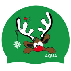 Aqua Reindeer Christmas - Silicone Swim Hat