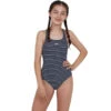 Speedo - Girl's Endurance+ Printed Medalist Swimsuit - Navy/White