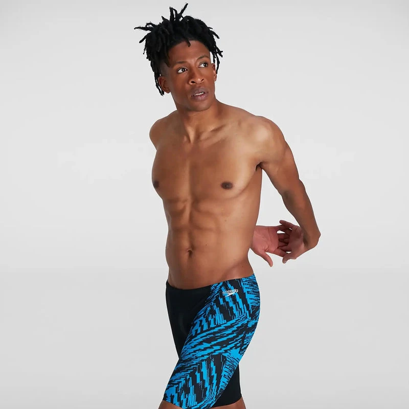 Speedo - Men's Allover V-Cut Jammer - Black/Blue - Image 4