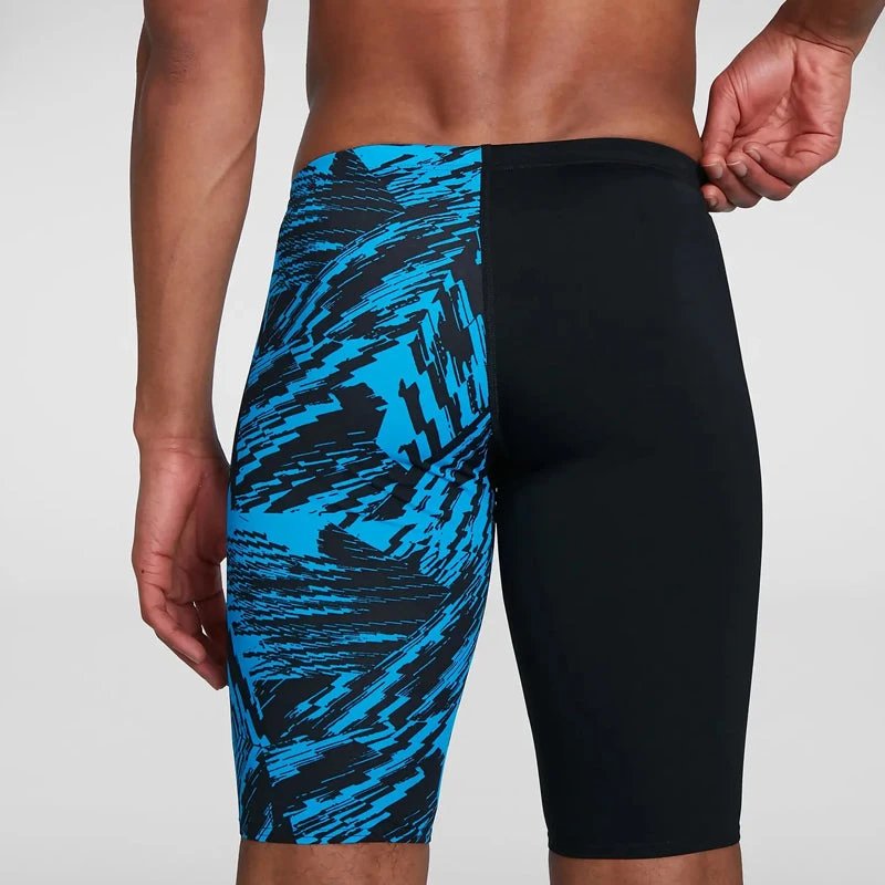 Speedo - Men's Allover V-Cut Jammer - Black/Blue - Image 8