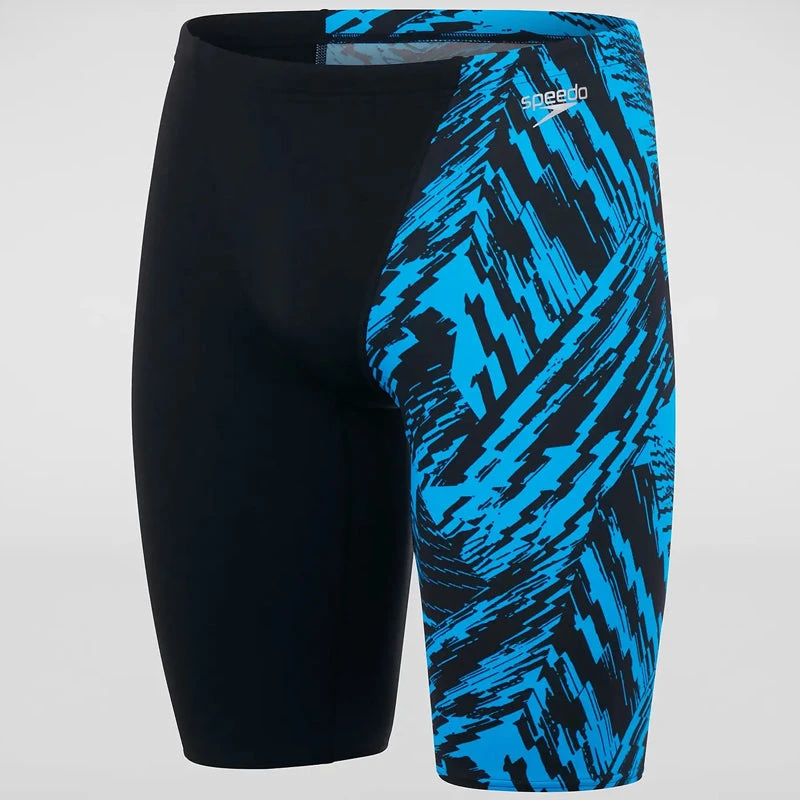 Speedo - Men's Allover V-Cut Jammer - Black/Blue - Image 9