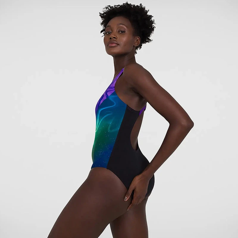 Speedo - Women's Placement Digital Medalist Swimsuit - Black/Purple - Image 6