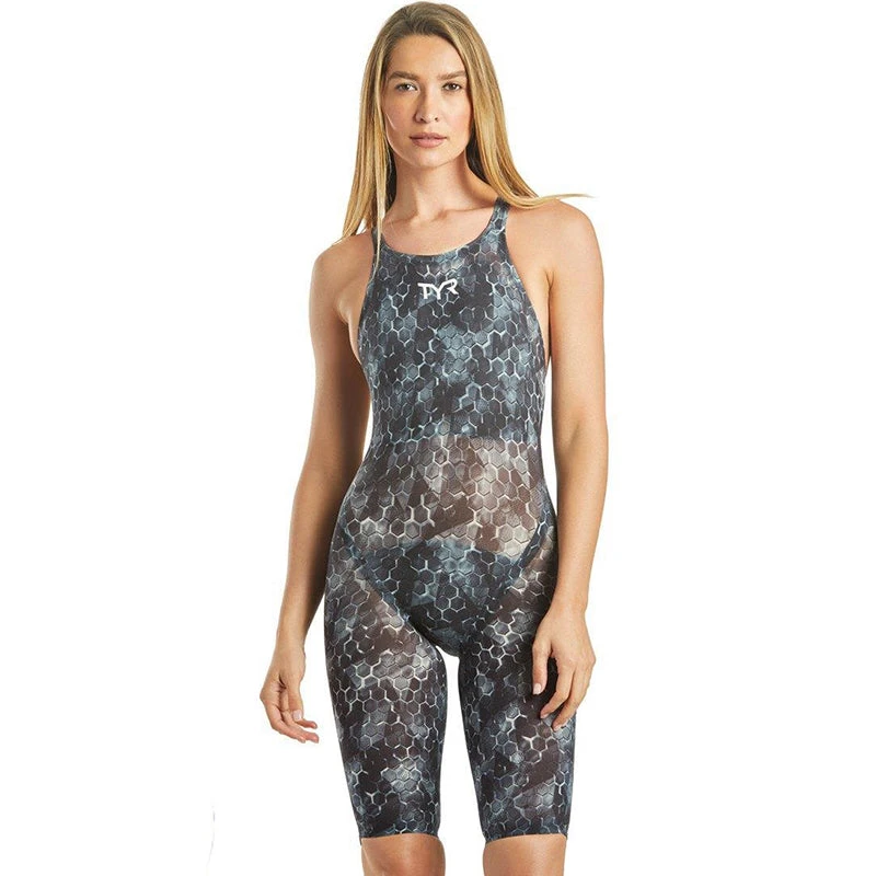 TYR - Avictor® Supernova Open Back Ladies Swimsuit - Black/Grey