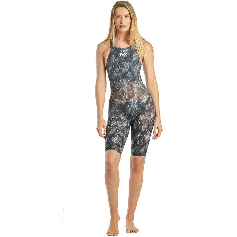 TYR - Avictor® Supernova Open Back Ladies Swimsuit - Black/Grey - Image 5