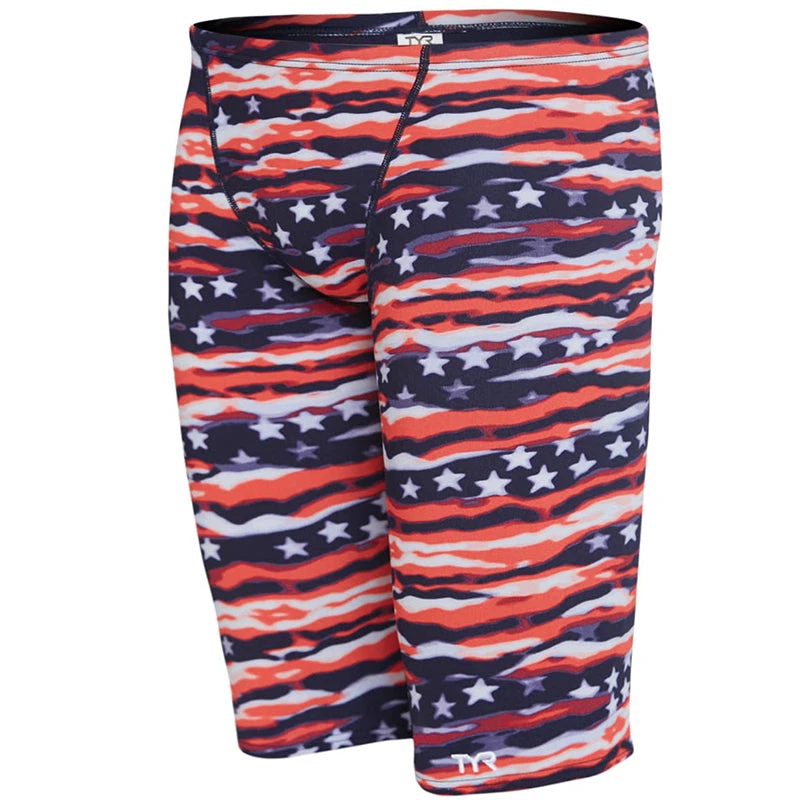 TYR - Men’s All American All Over Jammer Swimsuit - Red/White/Blue - Image 3