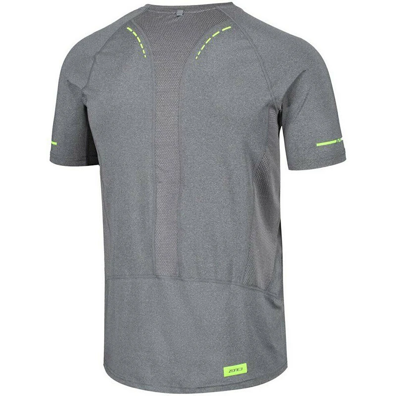 Zone3 - Men's Power Burst T-Shirt - Grey/Neon Yellow - Image 2