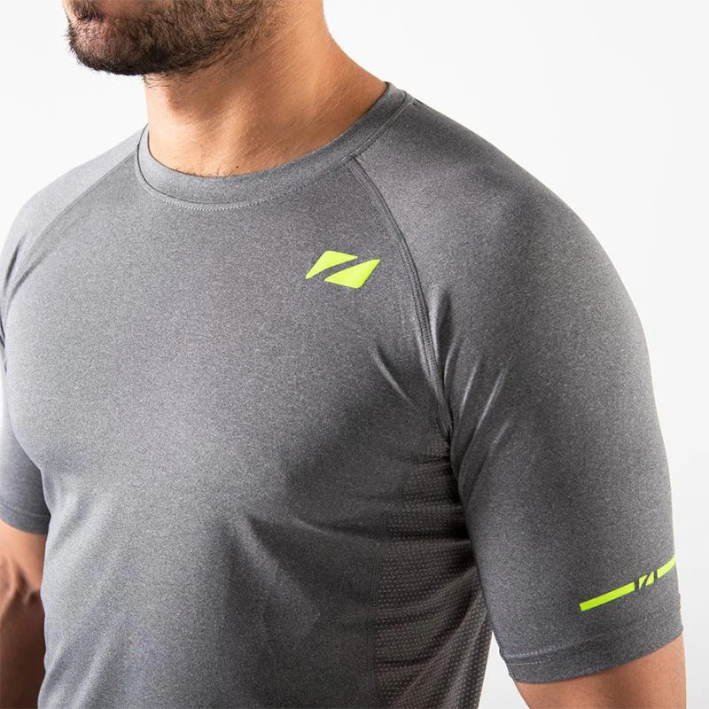 Zone3 - Men's Power Burst T-Shirt - Grey/Neon Yellow - Image 3